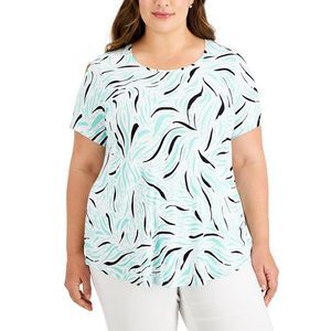 Jm Collection Womens Plus Size Printed Short Sleeve, MultiColor, Size 4X-Large